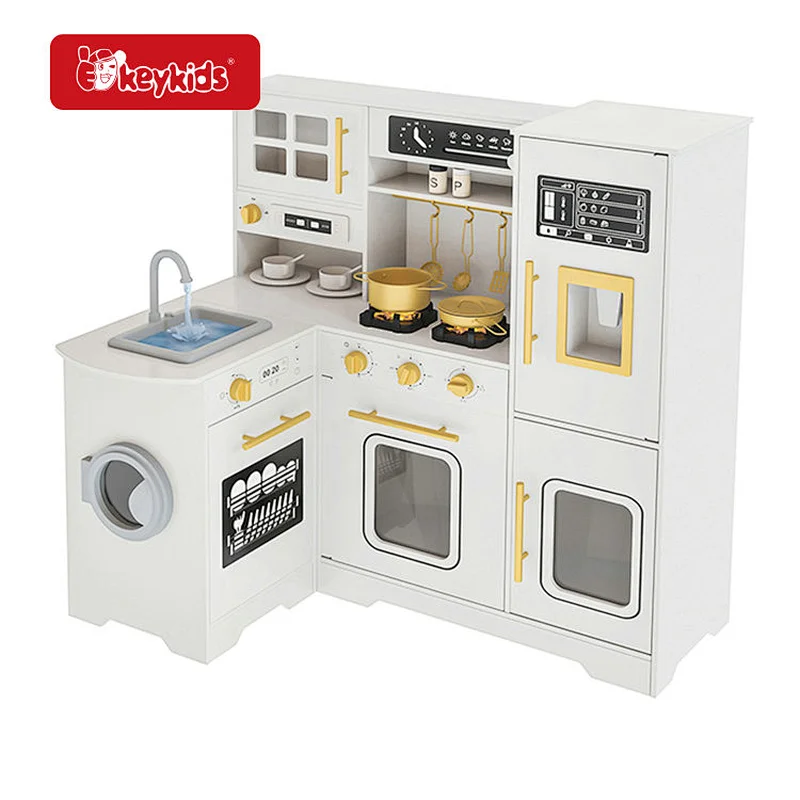 Premium Large Size Wooden Kids Kitchen Play Set with Lights & Sounds W10C909B